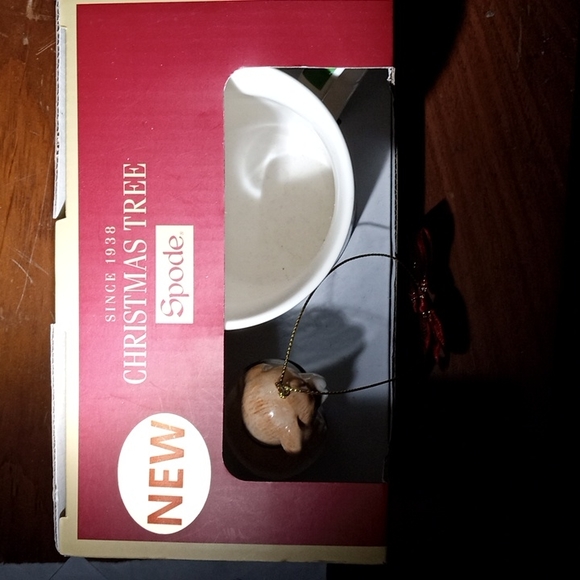 Set Christmas Spode Tree Mug & Puppy in Boot Ornament NIB - Picture 6 of 7